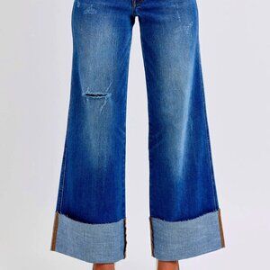 Judy Blue Full Size Distressed High Waist Wide Leg Jeans